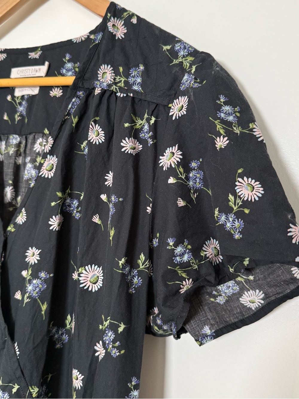 Christy Dawn Farm To Closet Midi Dress XL Navy Floral Short Sleeve Cottagecore - Picture 4 of 13